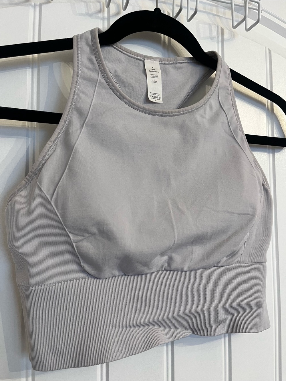 lululemon athletica Long-Line Sports Bra — Light Grey — size 8